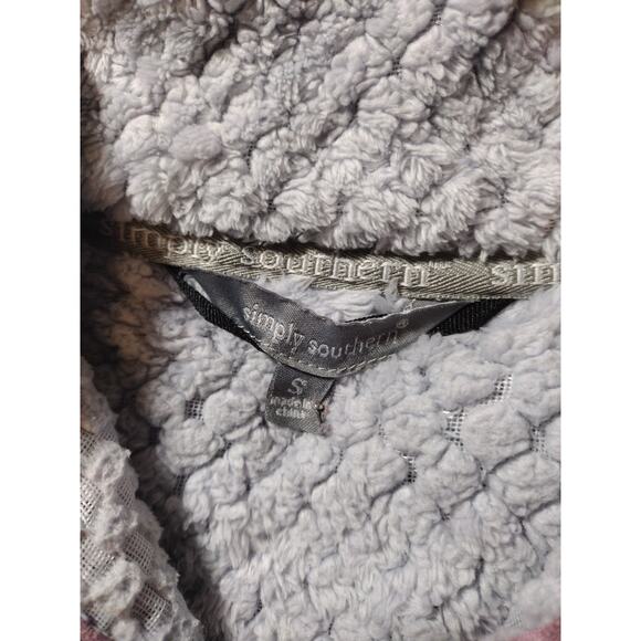 Simply Southern Women’s Small Fleece Pullover Snap Textured Sherpa Gray Pink - Picture 5 of 10